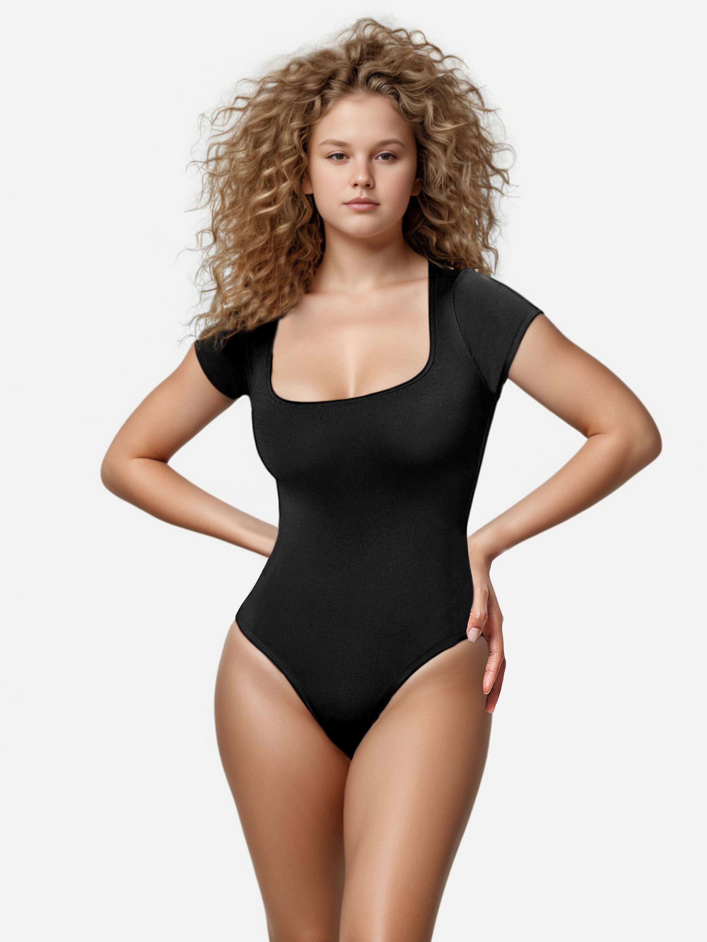 Women's One Piece Kurzarm Tops Shapewear Bodysuits