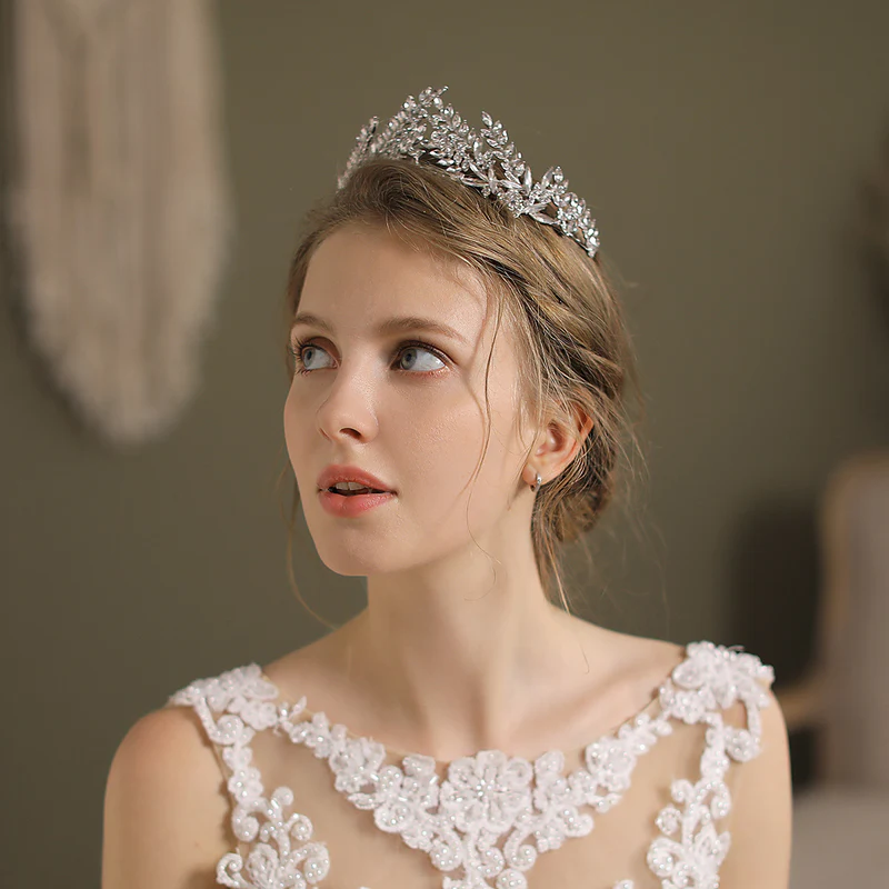 Gewölbte Kristall-Blätter Hochzeit Tiara