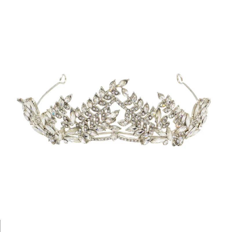 Gewölbte Kristall-Blätter Hochzeit Tiara