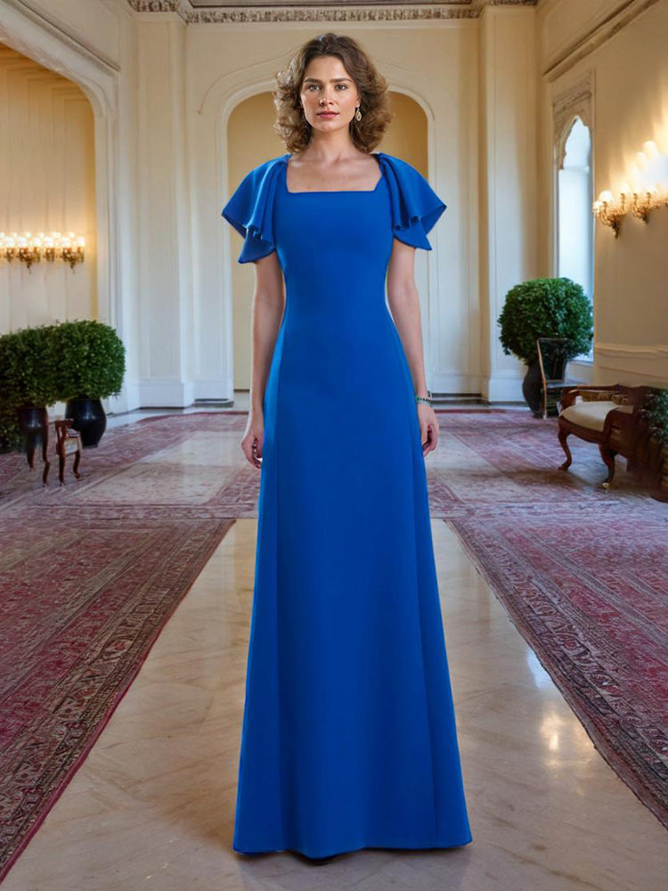 Schmeichelhaftes Chiffon-Kleid mit Rüschenärmeln für die Mutter der Braut