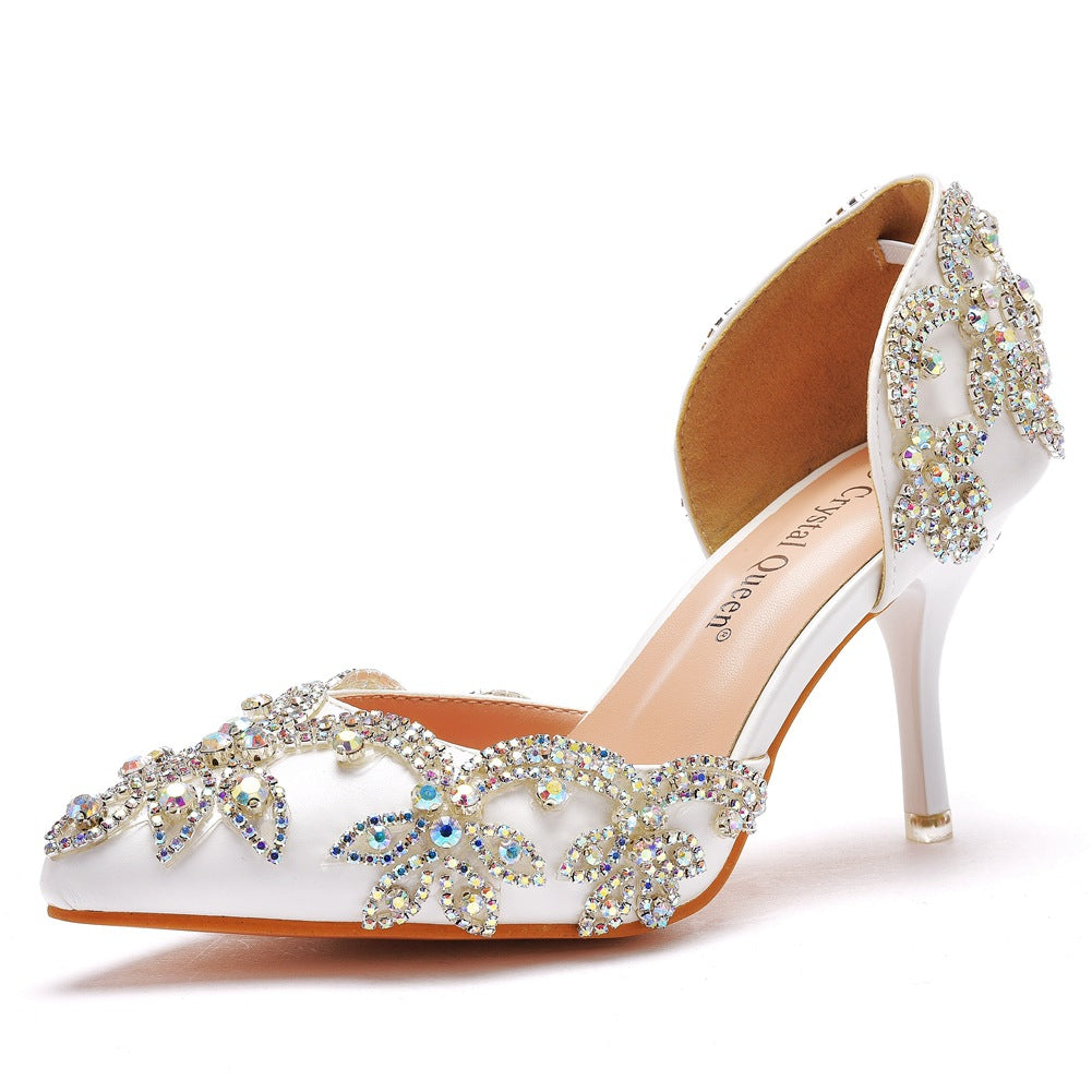 Hochzeitsschuhe Für Damen Spitze Zehen Strass Stiletto