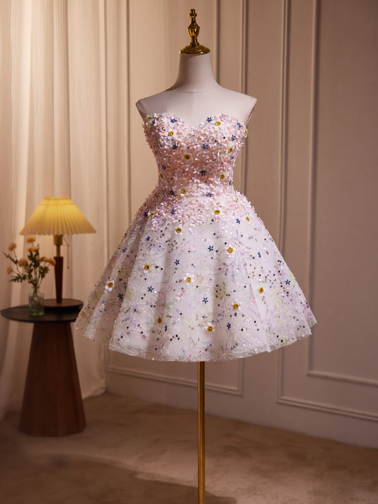 Hübsches Sweetheart Hand-Blume Mesh Prinzessin Ballkleid