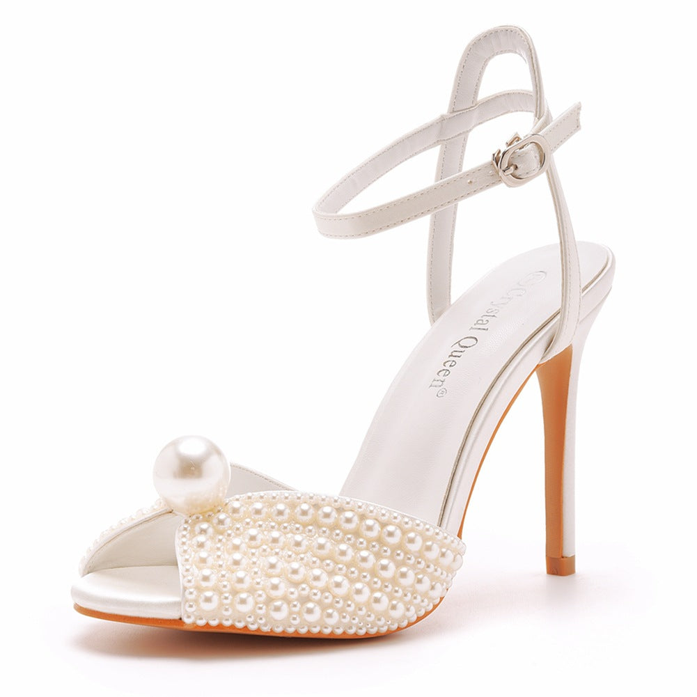 Elegante Perlen Peep Toe Ultra High Heels