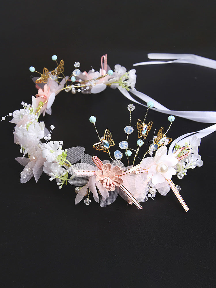 Crystal Pearl Floral Hochzeit Stirnband mit Tüll