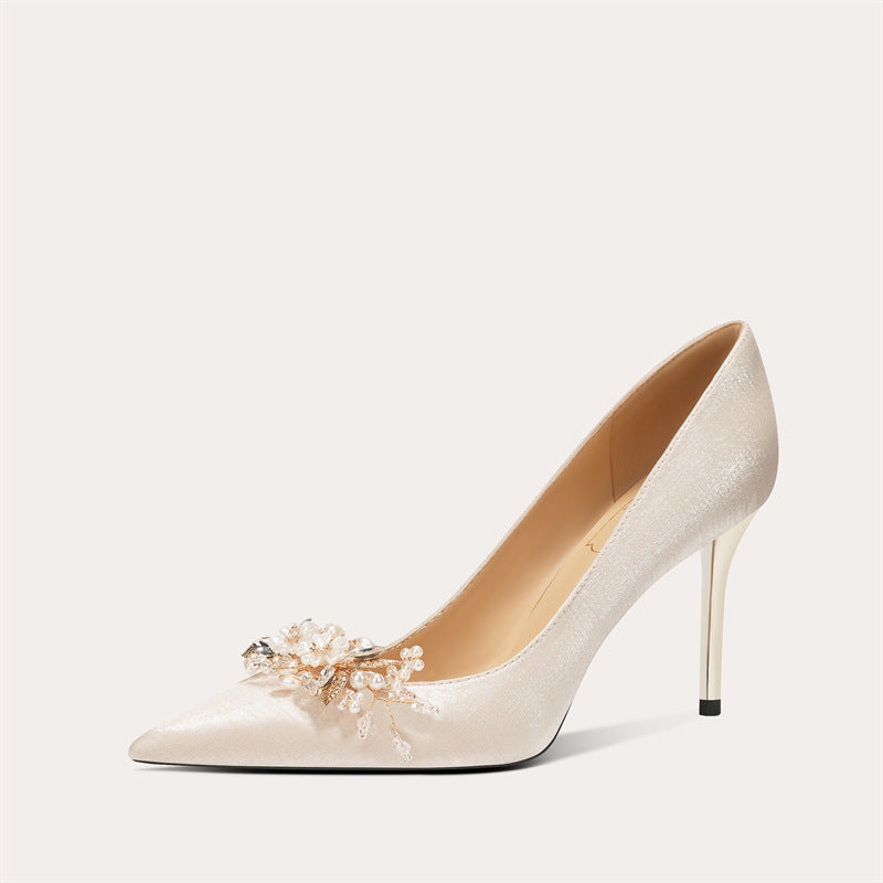 Elegante High Heels mit Perlen Hochzeitsschuhe