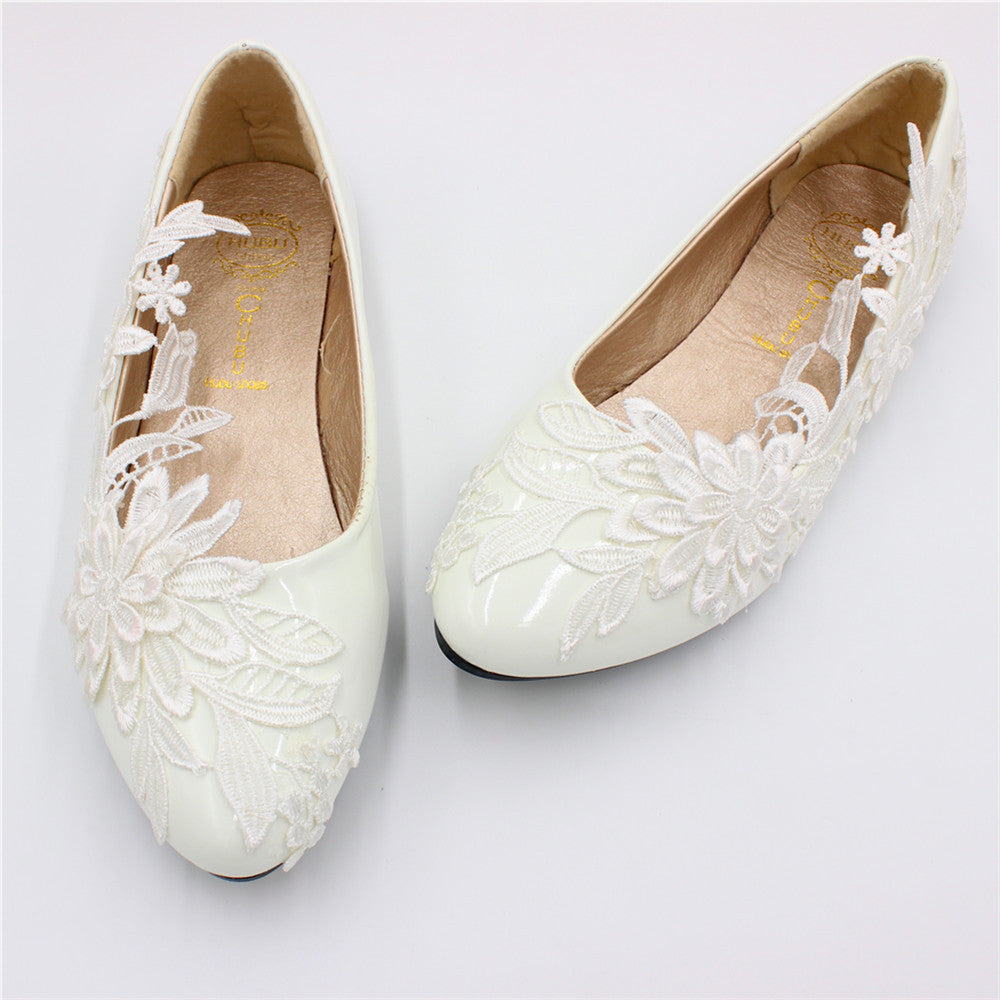 Elegante Spitze dreidimensionale Blume Zweig Hochzeit Schuhe