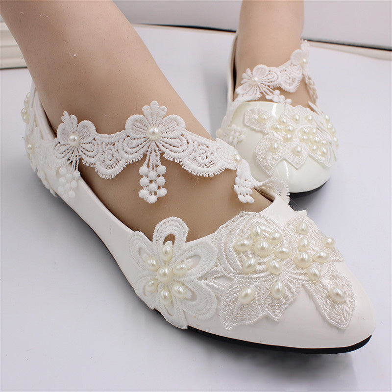 Süße Prinzessin Spitze Schmetterling Quaste schräge Kette Perle Blume Hochzeit Schuhe