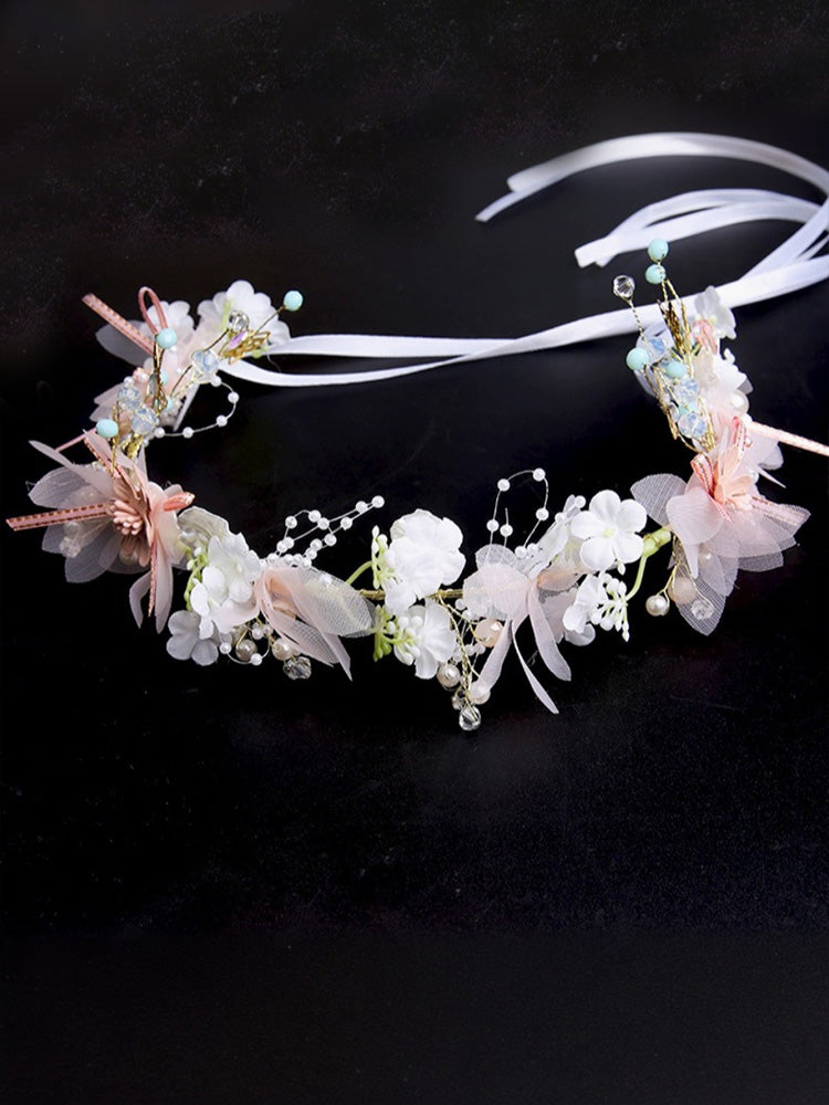 Crystal Pearl Floral Hochzeit Stirnband mit Tüll