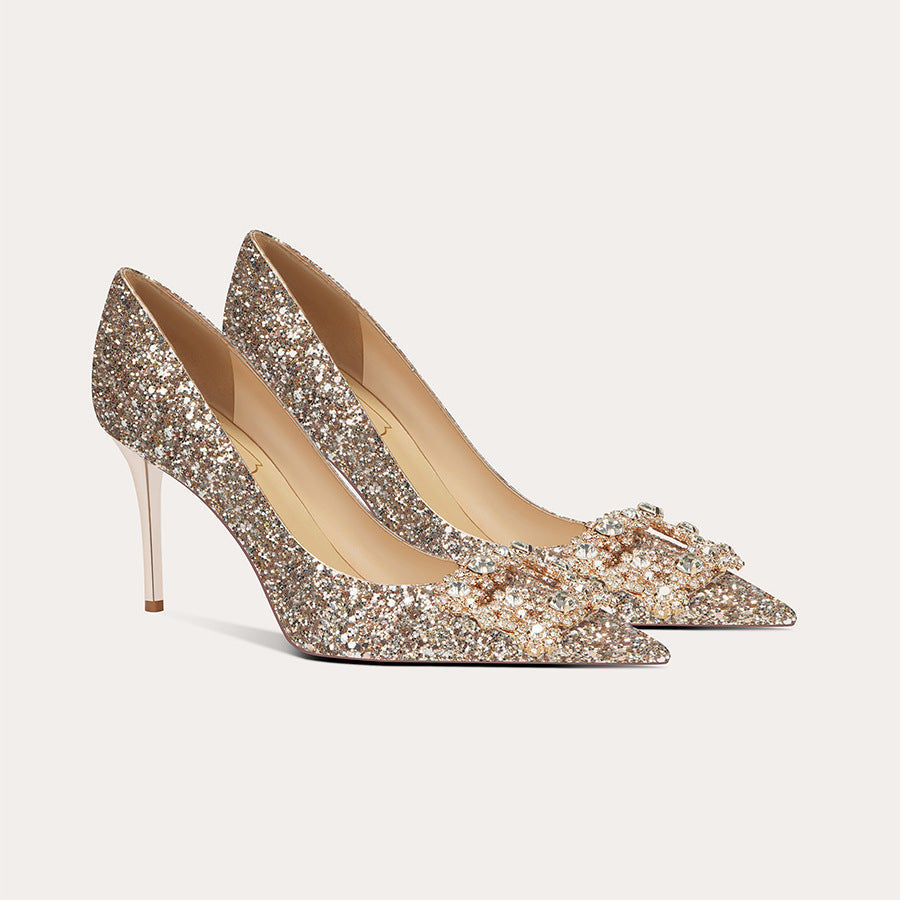 Elegante High Heels mit Diamanten Hochzeitsschuhe