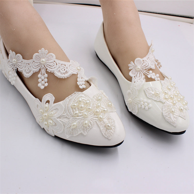 Süße Prinzessin Spitze Schmetterling Quaste schräge Kette Perle Blume Hochzeit Schuhe