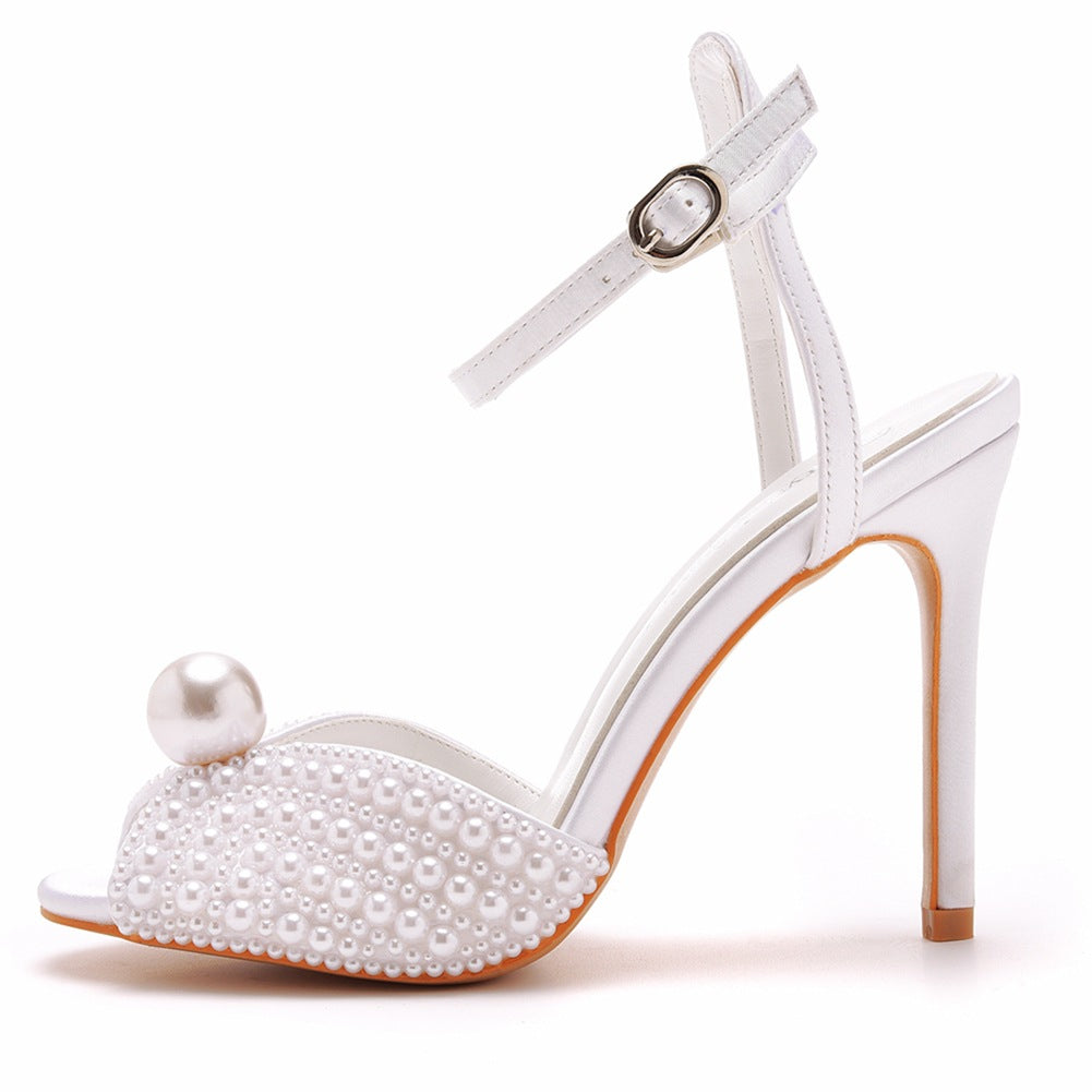 Elegante Perlen Peep Toe Ultra High Heels