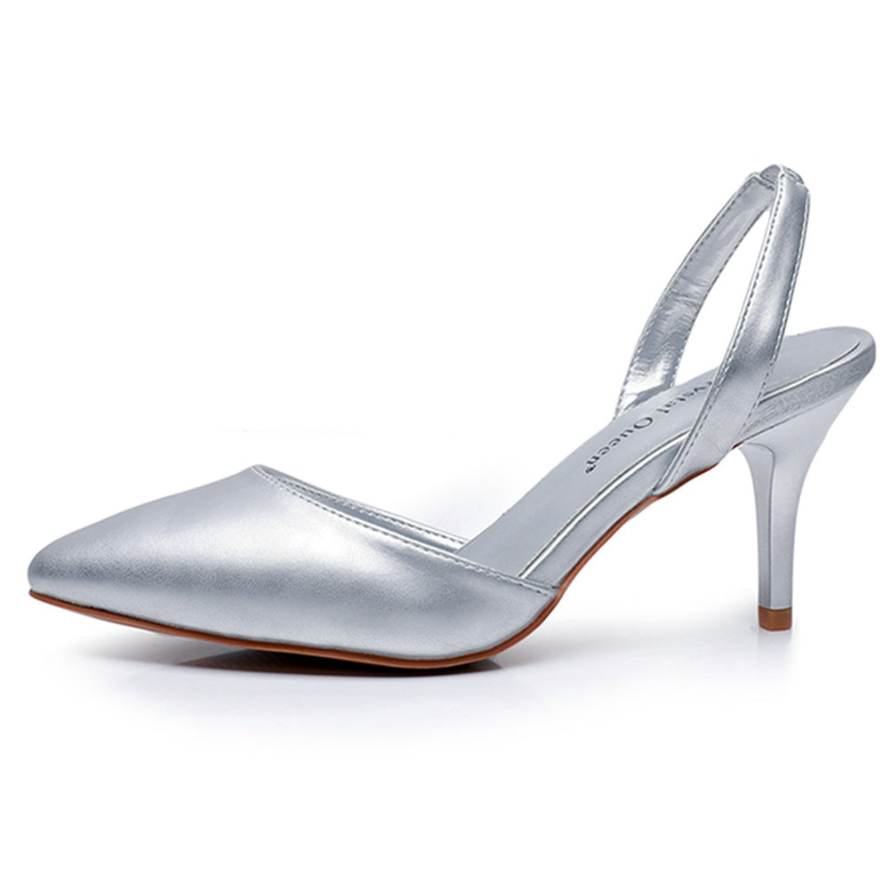 Kurz Elegant Spitz Zulaufender Slingback High Heels