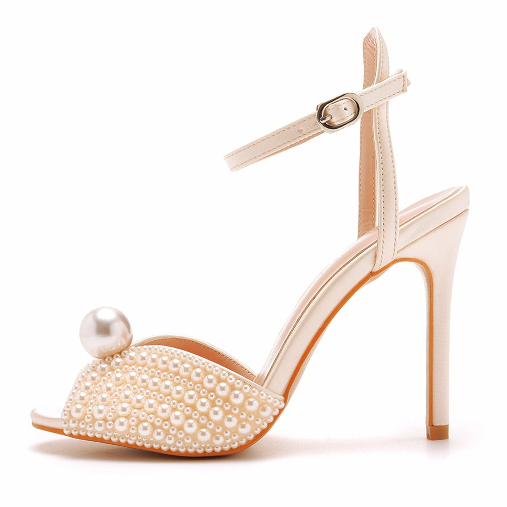 Elegante Perlen Peep Toe Ultra High Heels