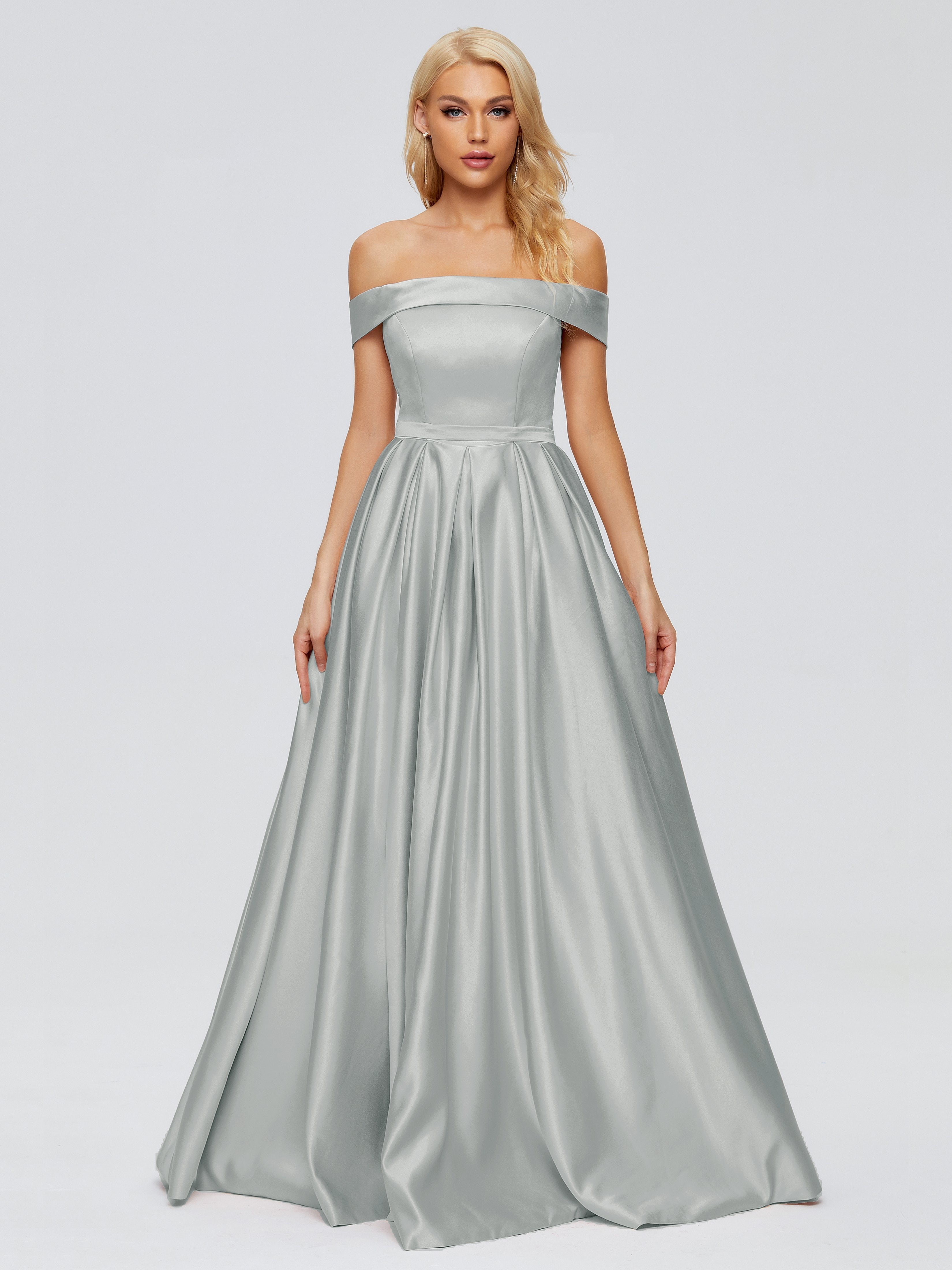 Annabelle Trägerlos Schlitz Satin Partykleid