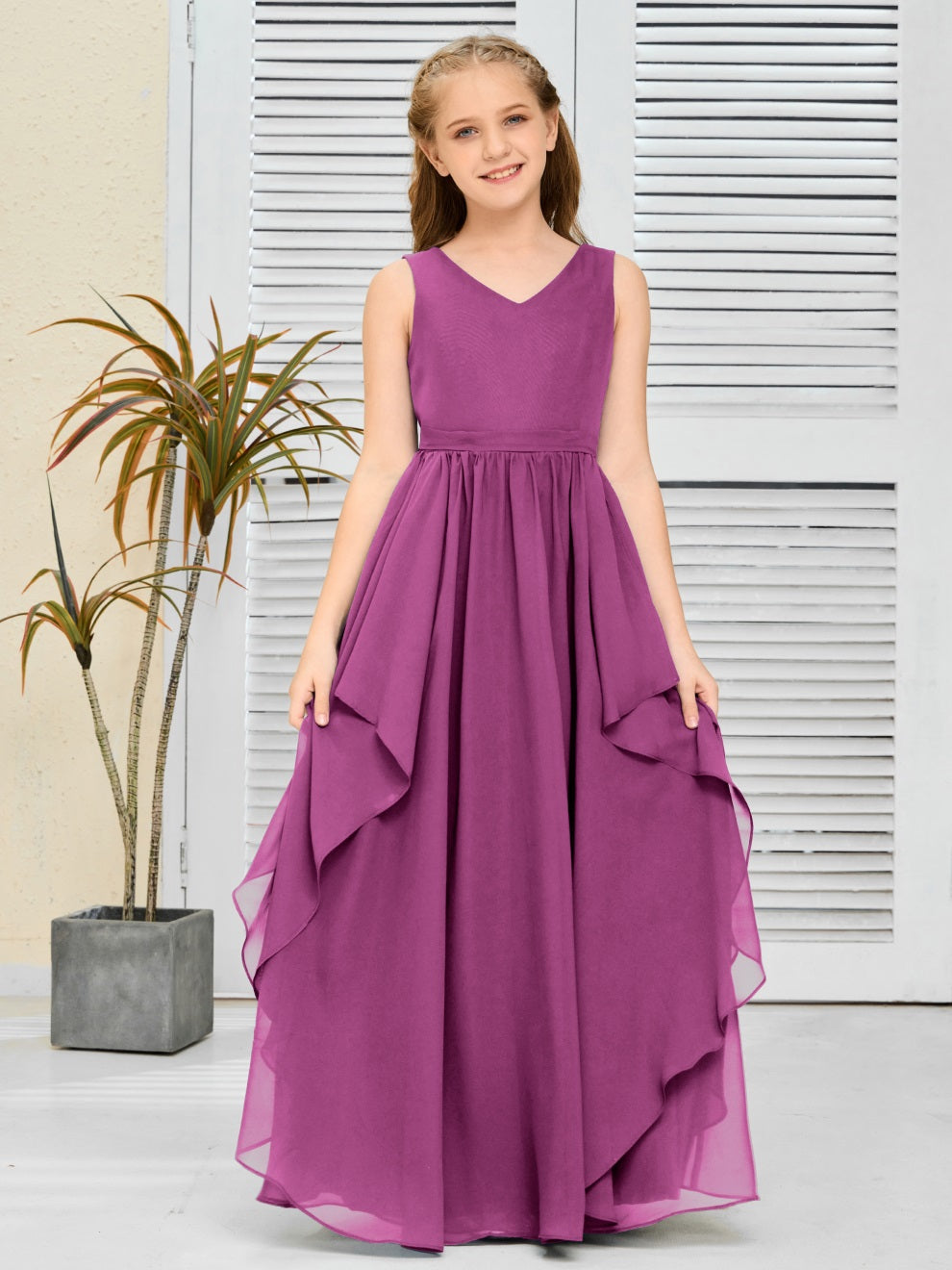 Fantastisches Chiffon Junior-Brautjungfernkleid