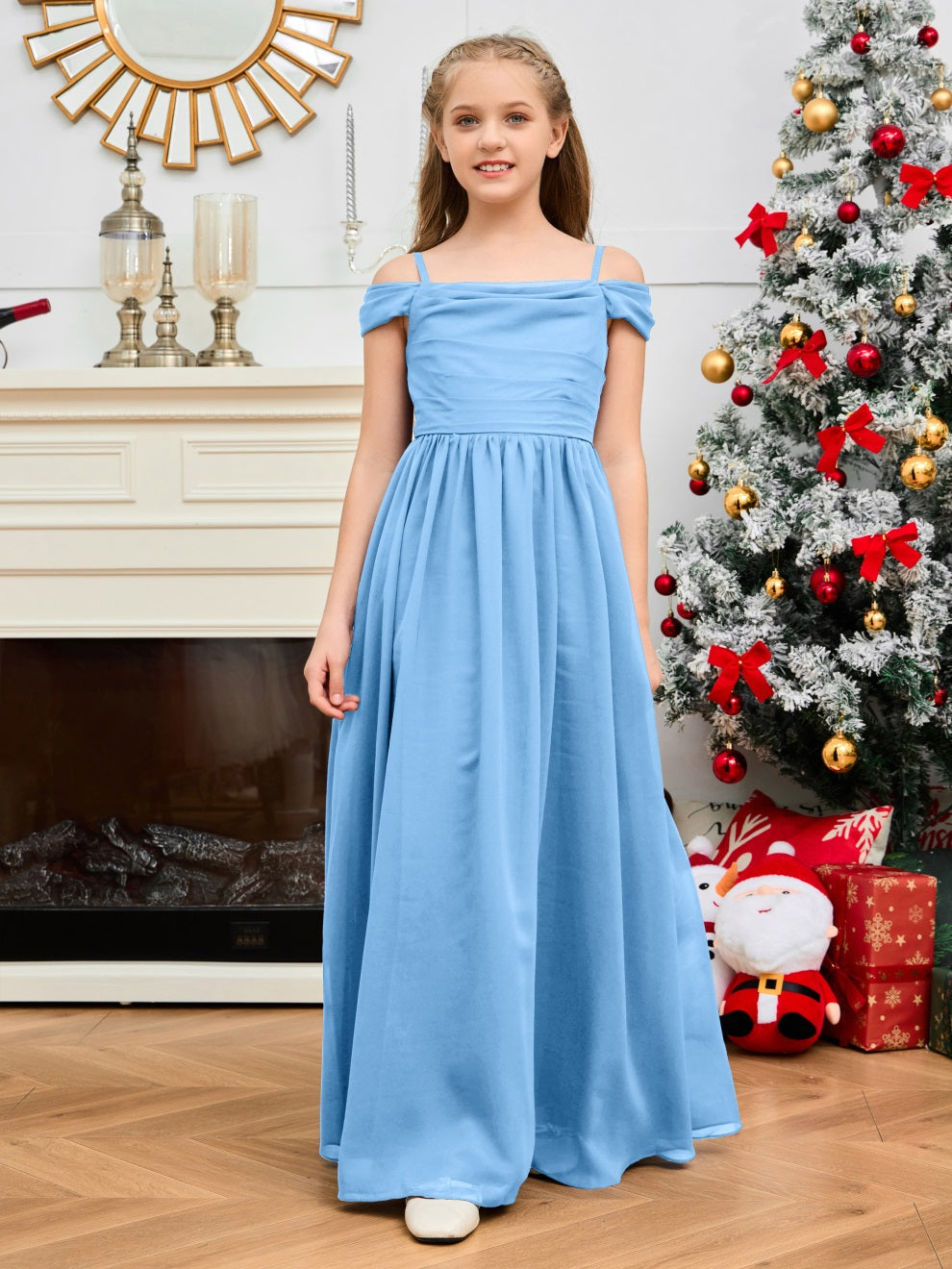 Wunderschönes Halter Chiffon Junior Brautjungfernkleid