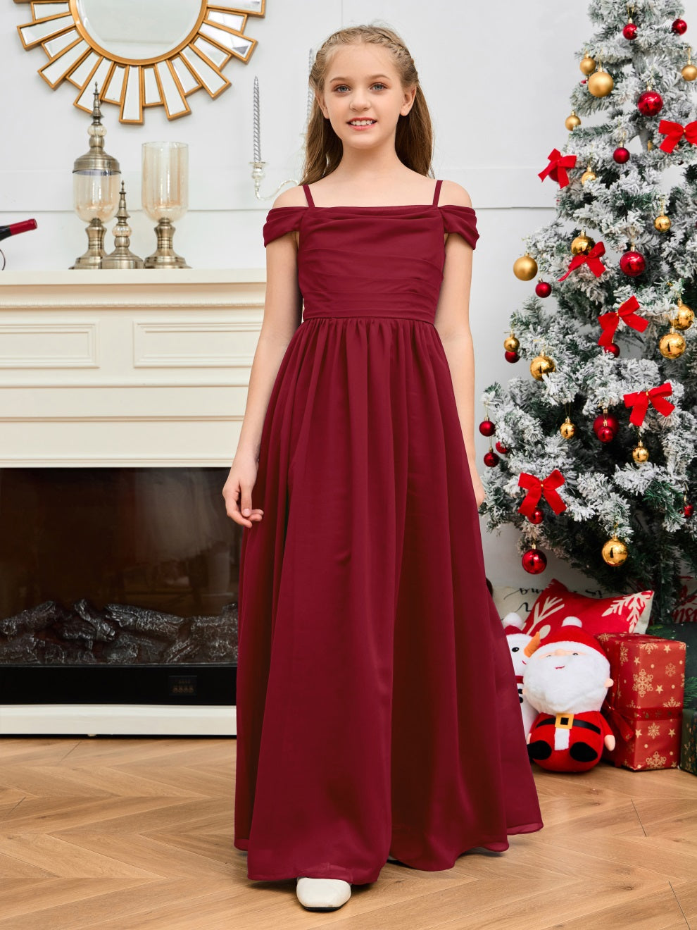 Wunderschönes Halter Chiffon Junior Brautjungfernkleid