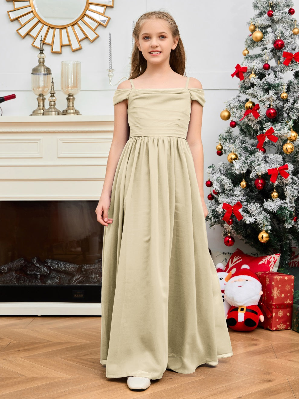 Wunderschönes Halter Chiffon Junior Brautjungfernkleid