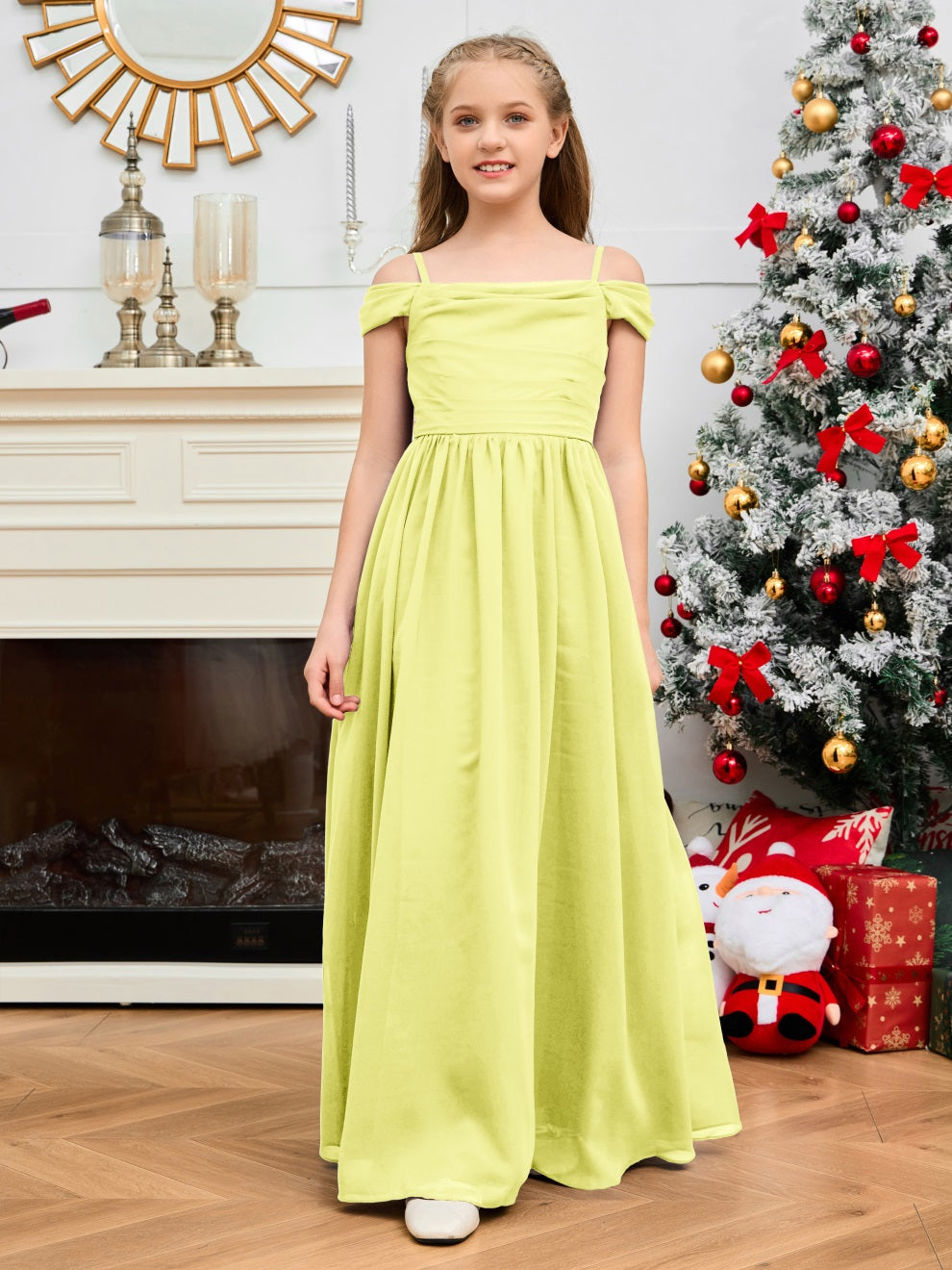 Wunderschönes Halter Chiffon Junior Brautjungfernkleid