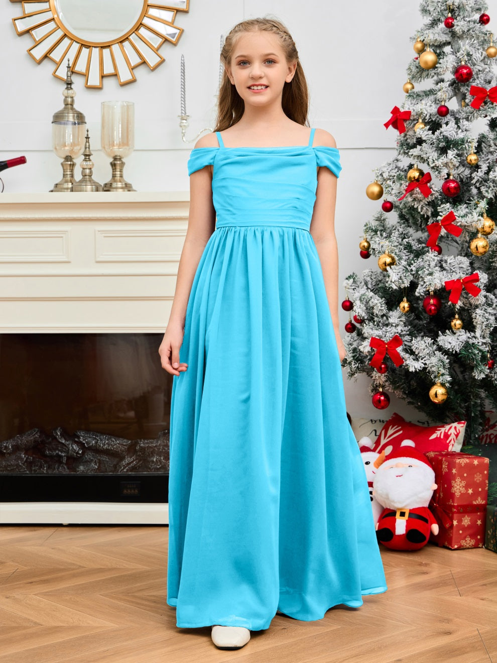 Wunderschönes Halter Chiffon Junior Brautjungfernkleid