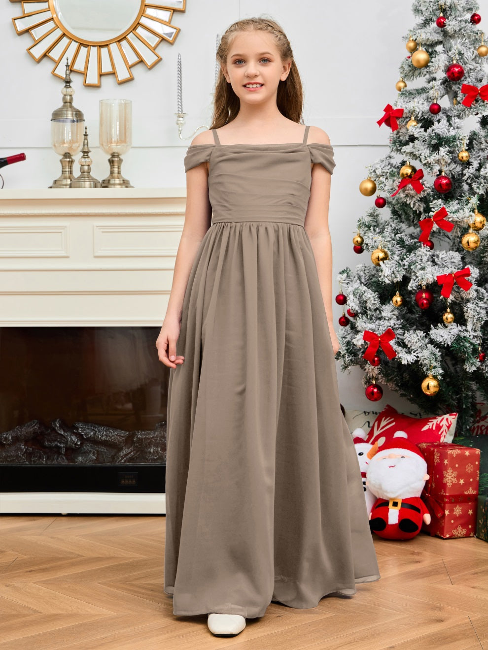 Wunderschönes Halter Chiffon Junior Brautjungfernkleid