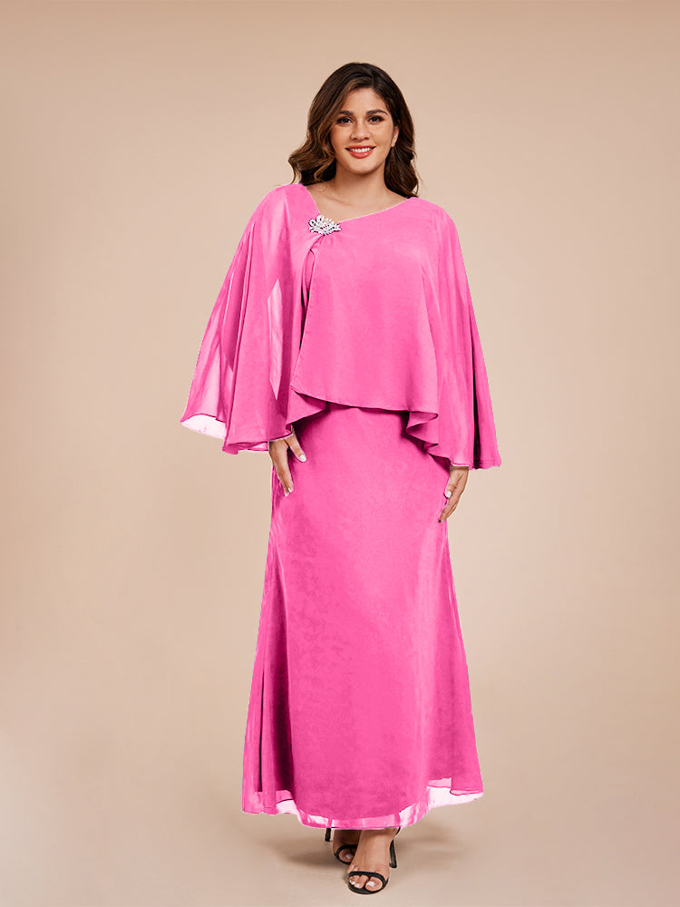 Classy Spalte Knöchellang Chiffon Mutter der Braut Kleid mit Kristall