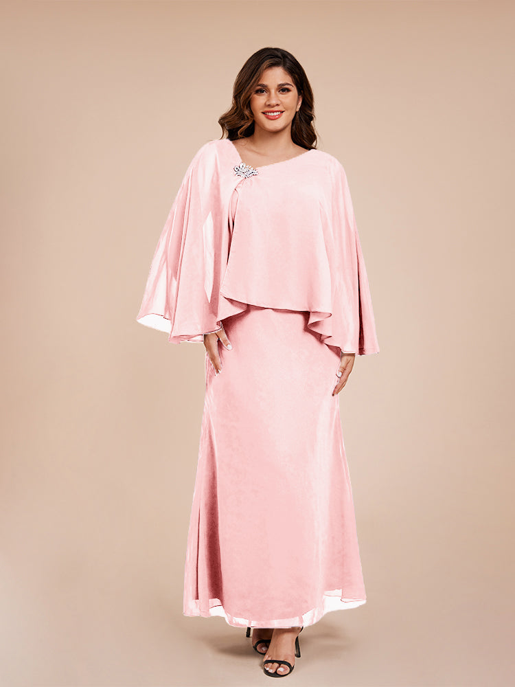 Classy Spalte Knöchellang Chiffon Mutter der Braut Kleid mit Kristall