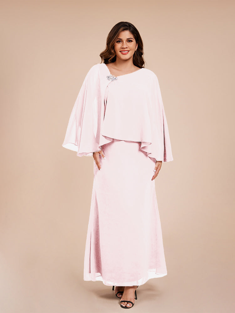 Classy Spalte Knöchellang Chiffon Mutter der Braut Kleid mit Kristall