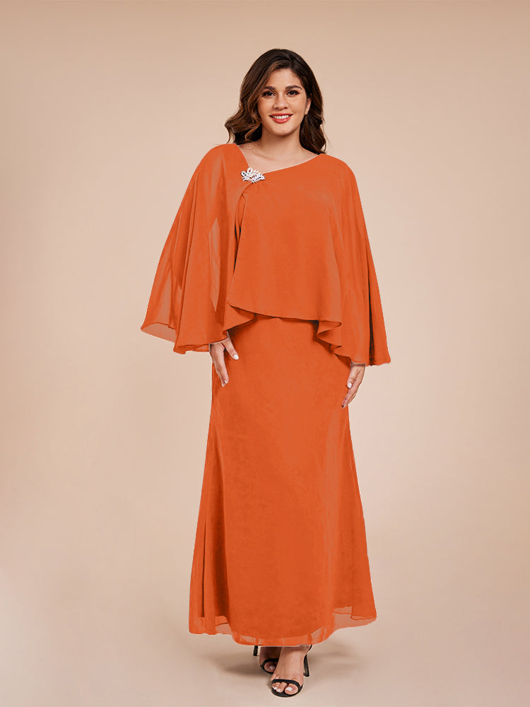 Classy Spalte Knöchellang Chiffon Mutter der Braut Kleid mit Kristall