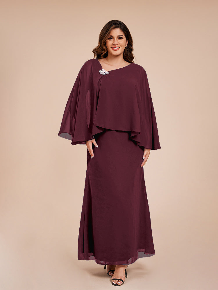 Classy Spalte Knöchellang Chiffon Mutter der Braut Kleid mit Kristall