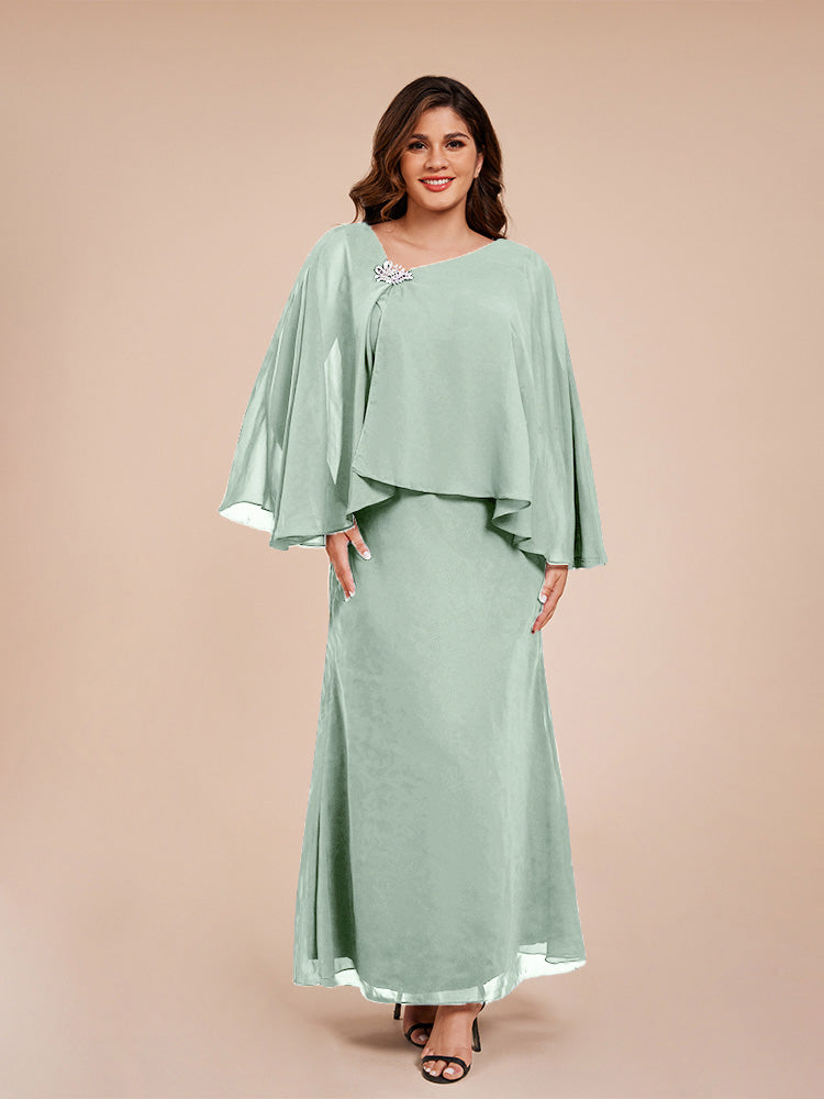 Classy Spalte Knöchellang Chiffon Mutter der Braut Kleid mit Kristall