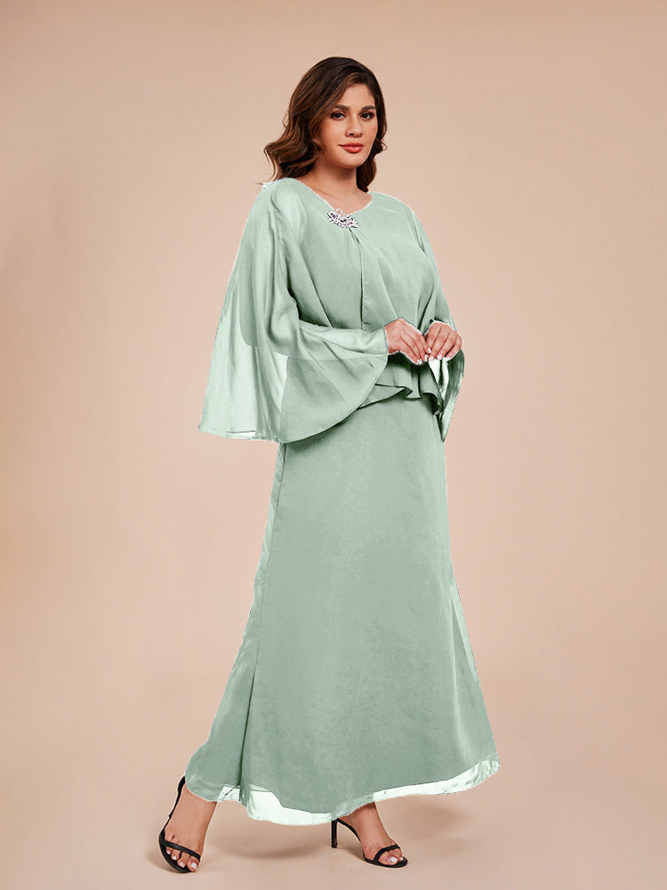 Classy Spalte Knöchellang Chiffon Mutter der Braut Kleid mit Kristall