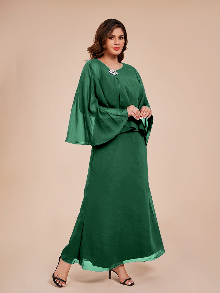 Classy Spalte Knöchellang Chiffon Mutter der Braut Kleid mit Kristall