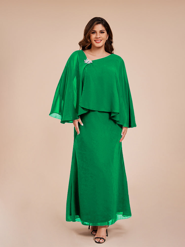 Classy Spalte Knöchellang Chiffon Mutter der Braut Kleid mit Kristall