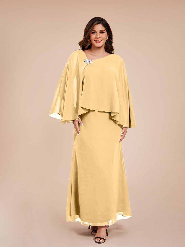 Classy Spalte Knöchellang Chiffon Mutter der Braut Kleid mit Kristall