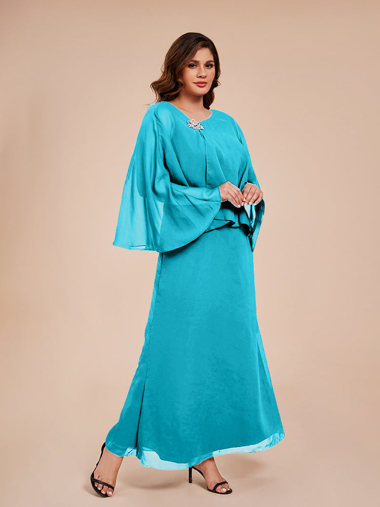 Classy Spalte Knöchellang Chiffon Mutter der Braut Kleid mit Kristall