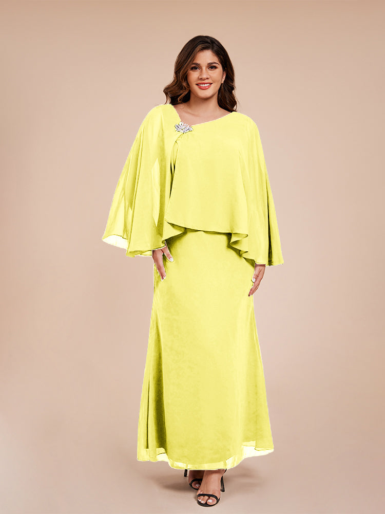 Classy Spalte Knöchellang Chiffon Mutter der Braut Kleid mit Kristall