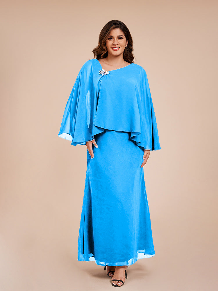 Classy Spalte Knöchellang Chiffon Mutter der Braut Kleid mit Kristall