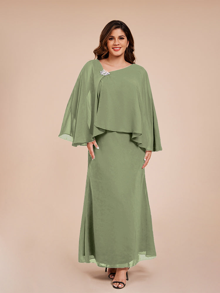 Classy Spalte Knöchellang Chiffon Mutter der Braut Kleid mit Kristall