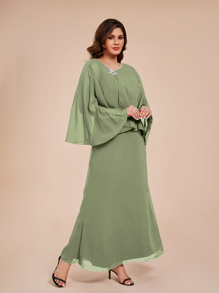 Classy Spalte Knöchellang Chiffon Mutter der Braut Kleid mit Kristall