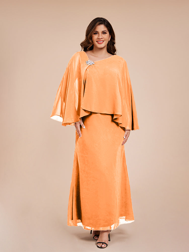 Classy Spalte Knöchellang Chiffon Mutter der Braut Kleid mit Kristall