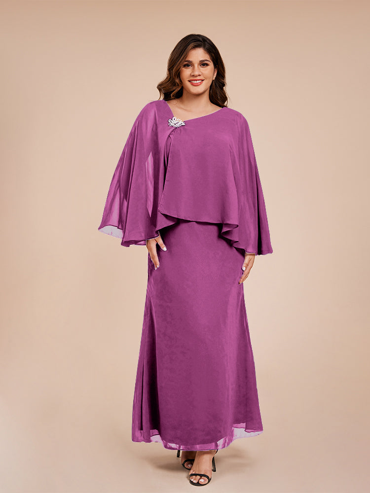 Classy Spalte Knöchellang Chiffon Mutter der Braut Kleid mit Kristall