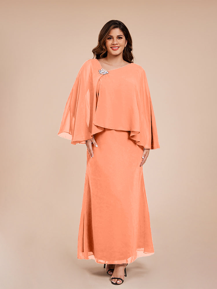 Classy Spalte Knöchellang Chiffon Mutter der Braut Kleid mit Kristall