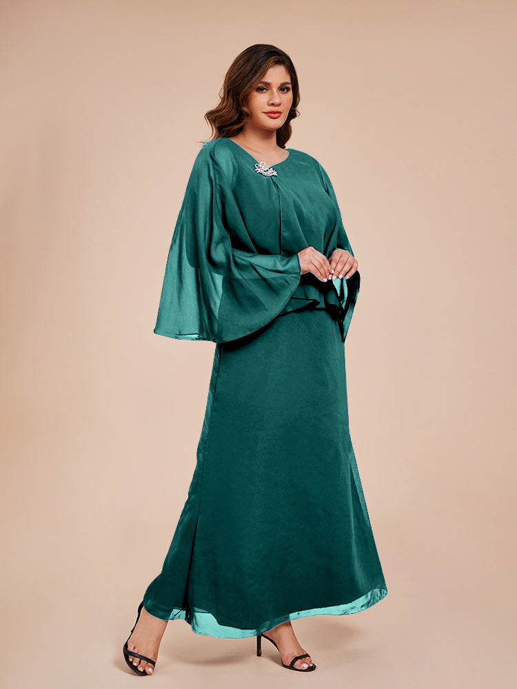 Classy Spalte Knöchellang Chiffon Mutter der Braut Kleid mit Kristall