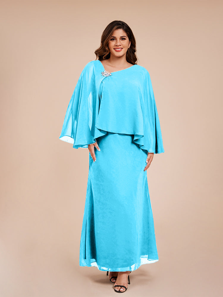 Classy Spalte Knöchellang Chiffon Mutter der Braut Kleid mit Kristall