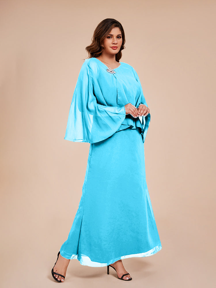 Classy Spalte Knöchellang Chiffon Mutter der Braut Kleid mit Kristall