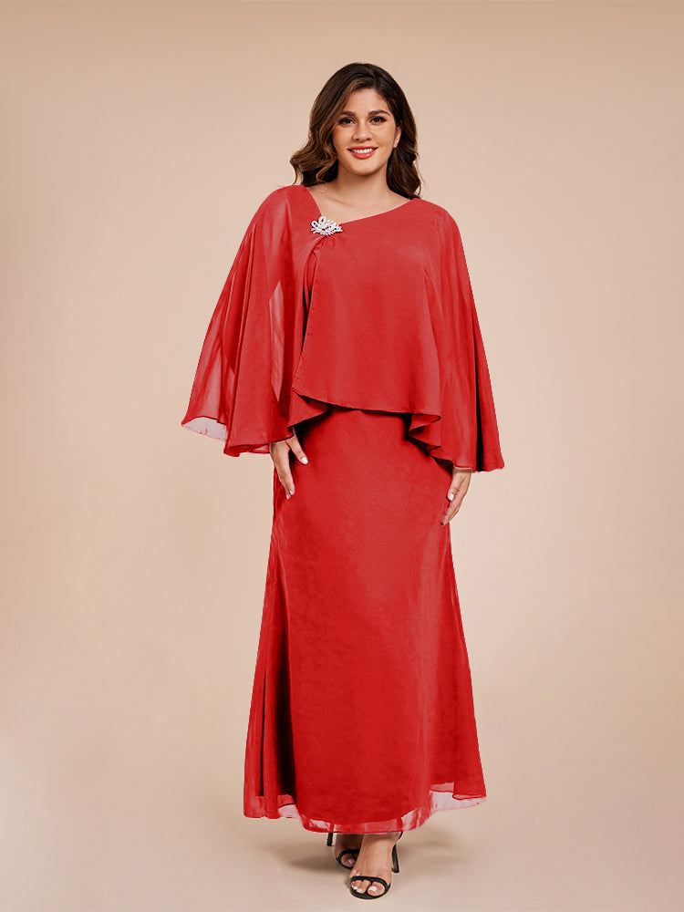 Classy Spalte Knöchellang Chiffon Mutter der Braut Kleid mit Kristall