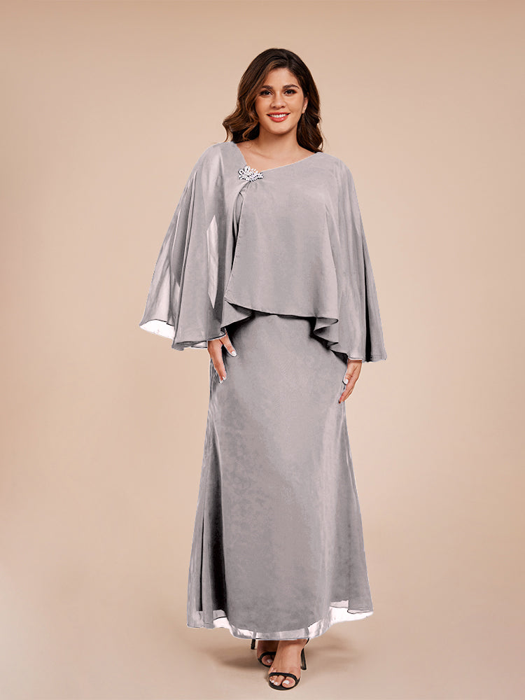 Classy Spalte Knöchellang Chiffon Mutter der Braut Kleid mit Kristall