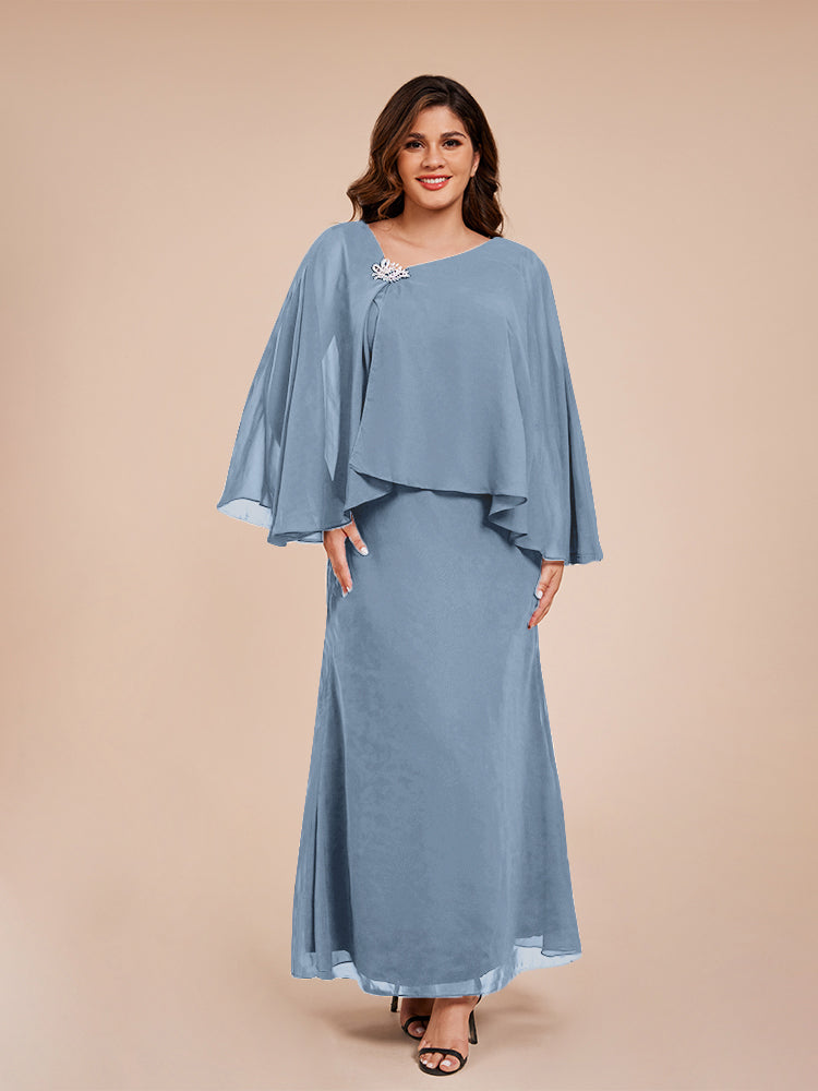 Classy Spalte Knöchellang Chiffon Mutter der Braut Kleid mit Kristall