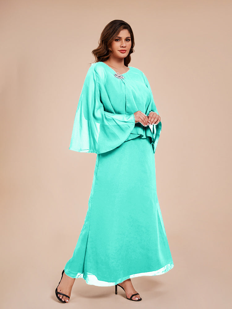 Classy Spalte Knöchellang Chiffon Mutter der Braut Kleid mit Kristall